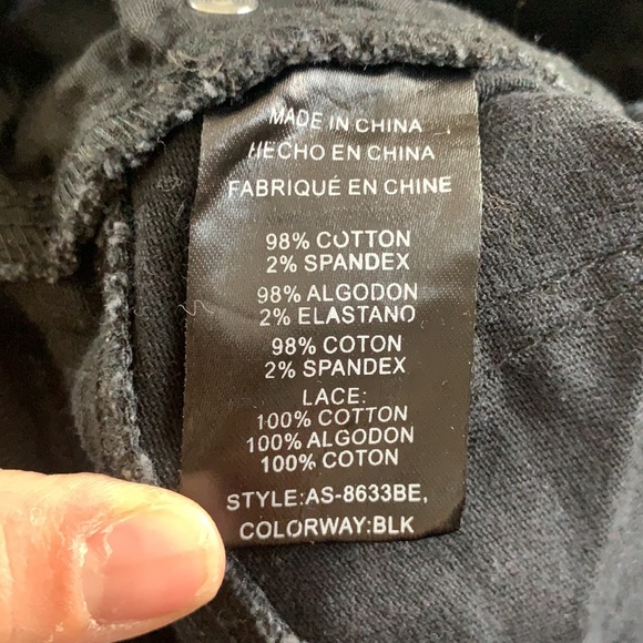 2B Bebe Black Eyelet Lace Overlay Distressed Jean Shorts - Picture 8 of 8